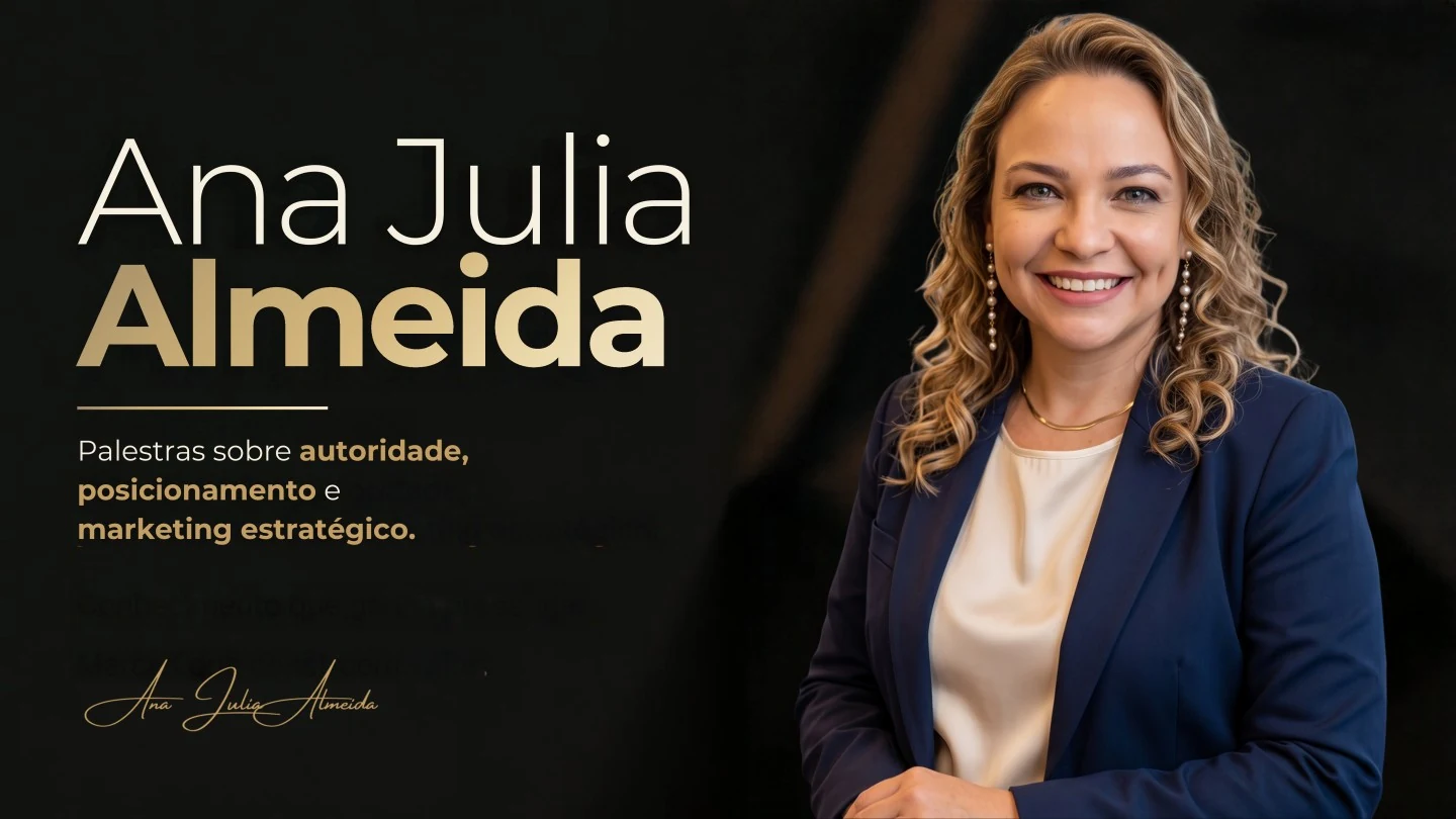 Ana Julia Almeida, de blazer azul, na apresentação de suas palestras