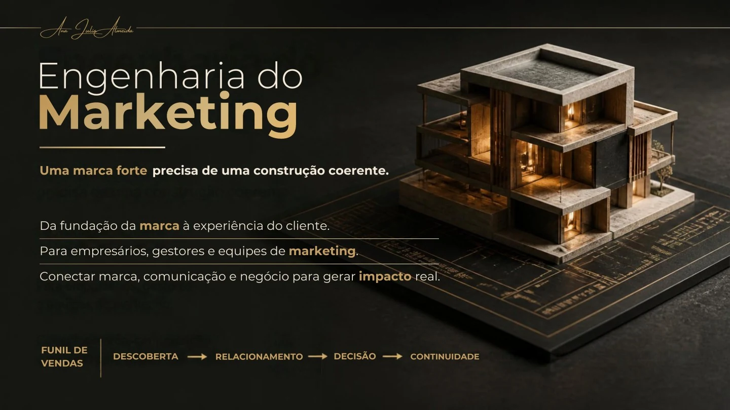 Maquete arquitetônica sobre uma planta, representando a construção de uma marca